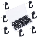 1 Set 20Pcs Plastic Hanger Hooks Set, with Iron Pin, Black, 24x11x14mm, 50pcs/set