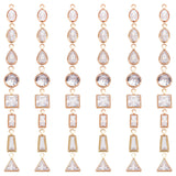 48Pcs 8 Style Brass Clear Cubic Zirconia Charms, Horse Eye & Teardrop & Geometry, Light Gold, 8~11x3.5~7x1~3mm, Hole: 0.9~1mm, 6pcs/style