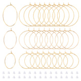 30Pcs 3 Style Brass Wine Glass Charms Rings, Hoop Earring Findings, with 50Pcs Plastic Ear Nuts, for Basketball Wives Hoop Earrings, Nickel Free, Golden, 29~37x25~35x0.7mm, 21 Gauge, 10pcs/style