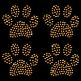 Paw Print Hotfix Glass Rhinestone, Iron on Patches Applique, For Shoes, Gartment and Bags Decoration, Goldenrod, 48x51x1mm