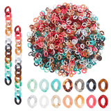 840Pcs 14 Colors Transparent Acrylic Linking Rings, Quick Link Connectors, For Jewelry Curb Chains Making, Two Tone, Imitation Gemstone Style, Twist, Mixed Color, 13.5x10x2.5mm, Inner Diameter: 8x4mm, 60pcs/color