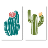 2Pcs 2 Styles Desert Theme PET Plastic Hollow Out Drawing Painting Stencils Templates, Rectangle, Cactus, 300x200mm, 1pc/style