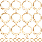 100Pcs 304 Stainless Steel Leverback Earring Findings, with Loop, 100Pcs Rack Plating Brass Jump Rings, Real 24K Gold Plated, 14.5x12.5x2mm, Hole: 1.2mm