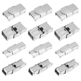 12Pcs 2 Style 304 Stainless Steel Watch Band Clasps, Rectangle, Stainless Steel Color, 6pcs/style