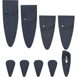 8Pcs 4 Style PU Leather Scissor Tip Protective Covers, Scissor Sheath, Triangle, Black, 7.15~21x4.05~7.1x0.3~0.9cm