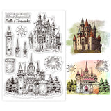 Custom PVC Plastic Clear Stamps, for DIY Scrapbooking, Photo Album Decorative, Cards Making, Castle, 160x110x3mm