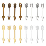 160Pcs 4 Colors Zinc Alloy Pendants, Arrow Charm, Mixed Color, 29~30x5x1.5~2mm, Hole: 1.4~2mm, 40pcs/color