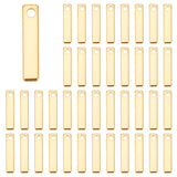 150Pcs Brass Charms, Long-Lasting Plated, Cadmium Free & Lead Free, Rectangle, Real 24K Gold Plated, 10x2x0.5mm, Hole: 1mm