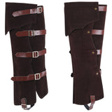 Velvet & Imitation Leather Boot Cover, Leg Guards, Renaissance Medieval Viking Costume Accessories, Saddle Brown, 415x475x3mm, 2pcs/set