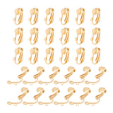 30Pcs 304 Stainless Steel Clip-on Earrings Findings, with Loop, for Non-pierced Ears, Real 18K Gold Plated, 16x12x7.5mm, Hole: 1.8mm