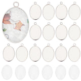 DIY Blank Oval Dome Pendant Making Kit, Including 304 Stainless Steel Pendant Settings, Glass Cabochons, Stainless Steel Color, 80Pcs/box