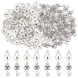 60Pcs Tibetan Style Alloy Pendants, with 60Pcs Skeleton Key Pendants, for Valentine's Day, Heart Lock, Antique Silver, 18.5~22.6x10.2~11.5x2.5mm, Hole: 1.6~2mm