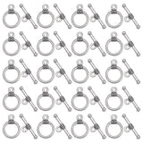 120Pcs Tibetan Style Alloy Toggle Clasps, Cadmium Free & Lead Free, Ring, Antique Silver, Ring: 11mm wide, 16mm long, Bar: 19mm long, hole: 1.5mm