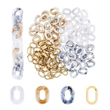 120Pcs 3 colors Imitation Gemstone Style Acrylic Linking Rings, with 120Pcs CCB Plastic Linking Rings, Quick Link Connectors, For Jewelry Cable Chains Making, Oval, Mixed Color, 19~24x12~18x4.5~5mm, Inner Diameter: 7x13~14mm