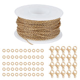 DIY Jewelry Kits, with 304 Stainless Steel Soldered Cable Chains, Lobster Claw Clasps and Open Jump Rings, Golden, 2x1.5x0.4mm, about 10m/roll, 1roll