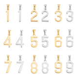 18Pcs 18 Style 304 Stainless Steel Pendants, Number, Golden & Stainless Steel Color, 20.5~21x5~12.5x1.5mm, Hole: 6~7x3mm, 1pc/style