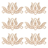 16Pcs Brass Chandelier Components Links, Lotus Flower, Real 18K Gold Plated, 12.5x22x1mm, Hole: 1.5mm