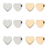 304 Stainless Steel Beads, Heart, Mixed Color, 8x9.5x3mm, Hole: 2mm, 2 colors, 6pcs/color, 12pcs/box