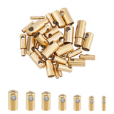 Vacuum Plating 304 Stainless Steel Cord Ends, End Caps, Column, Golden, 7~9.5x1.6~4.5mm, Hole: 0.6~2mm, Inner Diameter: 1~4mm, 42pcs/box
