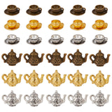 60Pcs 6 Style Alloy Small Handmade Charms Pendants, Cup & Kettle, Mixed Color, 13~14x14~16x7x8mm, Hole: 2mm, 10pcs/ctyle