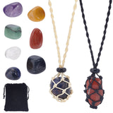 DIY Gemstone Braided Pendant Necklace Making Kit, Including Waxed Polyester Cord Macrame Pouch Necklace Making, Nugget Natural Gemstone Beads, 9Pcs/bag