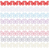 64Pcs 8 Colors  Butterfly Organgza Lace Embroidery Ornament Accessories, Applique Patch, Sewing Craft Decoration, Mixed Color, 42.5x44.5x1mm, 8pcs/color