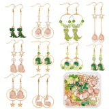 DIY Dinosaur Earring Making Kit, Including Alloy Enamel & Brass Pendants, Brass Linking Rings, Glass Beads, Brass Earring Hooks, Mixed Color, 146Pcs/box