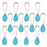 12Pcs Iron Shower Curtain Rings for Bathroom, with Synthetic Turquoise Pendants, Teardrop, 126mm