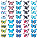 Printed Alloy Enamel Pendants, Butterfly, Platinum, Mixed Color, 13.5x20x2mm, Hole: 1.6mm, 10color, 4pcs/color, 40pcs