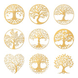Nickel Decoration Stickers, Metal Resin Filler, Epoxy Resin & UV Resin Craft Filling Material, Tree of Life Pattern, 40x40mm, 9 style, 1pc/style, 9pcs/set