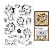 Custom PVC Plastic Clear Stamps, for DIY Scrapbooking, Photo Album Decorative, Cards Making, Cat Shape, 160x110x3mm