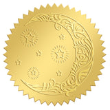 Self Adhesive Gold Foil Embossed Stickers, Medal Decoration Sticker, Moon Pattern, 5x5cm