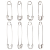4 Pairs 2 Size 925 Sterling Silver Safety Pin Shape Hoop Earrings for Women, Platinum, 21~30x6.5~7x2mm, Pin: 0.8mm, 2 Pair/size
