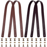 4Sets 2 Colors PU Leather Bag Handles, with Iron Rivets, for Purse Handles Bag Making Supplie, Mixed Color, 60x1.85x0.35cm, Hole: 3mm, 2sets/color