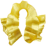 Polyester Organza Ruffled Pleated Lace Fabric Trim, Gold, 6-1/8 inch(155mm)