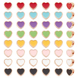 80Pcs 8 Colors Light Gold Plated Alloy Enamel Beads, Heart, Mixed Color, 7.5x8x3.5mm, Hole: 1.6mm, 10pcs/color