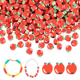 400Pcs Handmade Polymer Clay Beads, Apple, Red, 7~9x8~11x4~5mm, Hole: 1.2~1.5mm