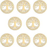 Self Adhesive Brass Stickers, Scrapbooking Stickers, for Epoxy Resin Crafts, Tree of Life Pattern, Golden, 20mm, 8pcs/box