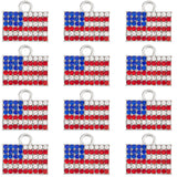 18Pcs Independence Day Alloy Pendants, with Rhinestone, Platinum, Rectangle Flag Charm, Colorful, 14.5x16.5x2mm, Hole: 2.6mm