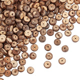 Natural Coconut Shell Rondelle Bead Strands, Coconut Brown, 8x2.5~5mm, Hole: 1mm, about 107pcs/strand, 16.1 inch, 4strands/bag