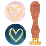 Brass Wax Seal Stamps with Rosewood Handle, for DIY Scrapbooking, Heart Pattern, 25mm