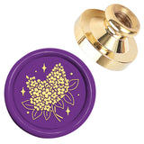 Golden Tone Wax Seal Brass Stamp Head, for Wax Seal Stamp, Lilac Flower, 25x14.5mm