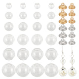 60Pcs Round Mechanized Blown Glass Globe Ball Bottles, with 60Pcs Rack Plating Brass Bead Cap Bails, For DIY Clear Glass Globe Bottle Charms Pendants Making, Clear, Blown Glass Globe Ball Bottles: 8~18mm, Half Hole: 3~5mm, 60pcs