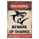 Vintage Metal Tin Sign, Iron Wall Decor for Bars, Restaurants, Cafe Pubs, Rectangle, Shark, 300x200x0.5mm