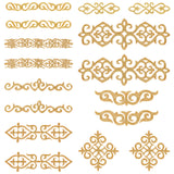 16Pcs 8 Style Polyester Computerized Embroidered Cloth Patch, Adhesive/Sew on Patches, Costume Accessories, Gold, 113~230x21~113x1mm, 2pcs/style
