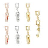 6Pcs 3 Colors Barss Fold Over Clasps, for Bracelet & Necklace Extension Clasps, Mixed Color, 22.5x5x4mm, Hole: 3x3mm, 2pcs/color