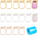 24Pcs 3 Colors Alloy Open Back Bezel Pendants, with Seamless Paper Tape, For DIY UV Resin, Epoxy Resin, Pressed Flower Jewelry, Cadmium Free & Lead Free, Bottle, Mixed Color, 29x19x2mm, 8pcs/color, 24pcs/set