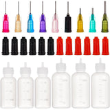 Plastic Glue Liquid Container, Bottle Dispenser, Mixed Color, Bottle Dispenser: 29~36x82~93mm, Bottle Stopper: 17.5x8mm, Plastic Fluid Precision Blunt Needle Dispense Tip: 24~30x7.5mm, Lumen: 0.26~1.5mm, External Dia: 0.52~2mm