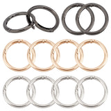12Pcs 3 Colors Alloy Spring Gate Rings, Round Ring, Mixed Color, 5 Gauge, 40x4.5mm, 4pcs/color