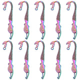 10Pcs Alloy Bookmark Findings, Mermaid Shape, Rainbow Color, 81.5x22x2mm, Hole: 2.5mm